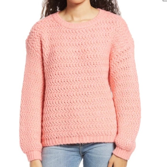 NWT Vero Moda Freja Balloon Sleeve Textured Sweater - Geranium Pink - L